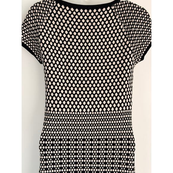 Classic Anne Klein Black & Ivory Geometric Midi Dress Size S - Picture 7 of 9